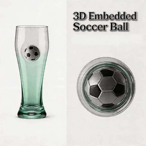 Fodbold Ølglas Høj Borosilikat Pintglas med 3D Indlejret Bold til Fodboldfans og Kampfester, Grøn 450 ml