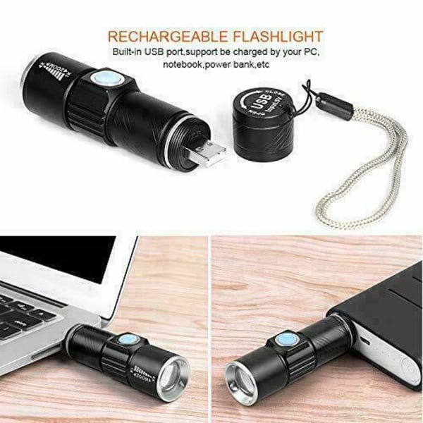 Tehokas 5000 lumenin USB-ladattava taskulamppu