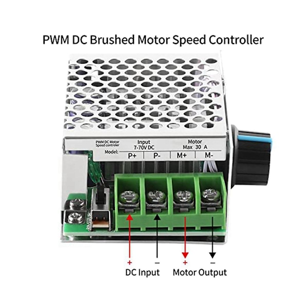 TS-DC Motorvarvtalsregulator PWM-regulator, 7-70V 30A Justerbar PWM Motorvarvtalsregulator 12V 24V 36V