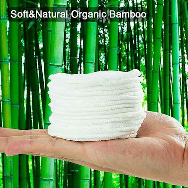 TS-10 stk Sminkefjerner Pads Vaskbar Rensebomull Gjenbrukbare Ansiktskluter Mikrofiber Naturlig Bambus