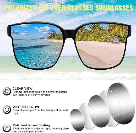 Solglasögon som passar över glasögon, överdimensionerade polariserade glänsande för kvinnor Solglasögon UV400 B0269