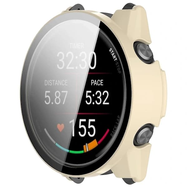 For Garmin Forerunner 970 Klockfodral WANLONFENG PC-ramskydd med härdat glas skärmskydd - Vit Vit