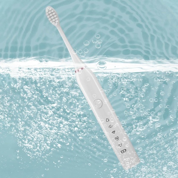 Kraftfull elektrisk tandborste Timerborste för vuxna 5-läges USB laddare Uppladdningsbara tandborstar Ersättningshuvuden Set Vit