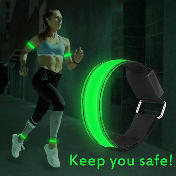 4-pakning USB Oppladbare LED-Armbånd, LED Løping Refleks Armbånd, Justerbar Blinkende Remse Sikkerhets LED-Lys Armbånd for Arm/Håndledd