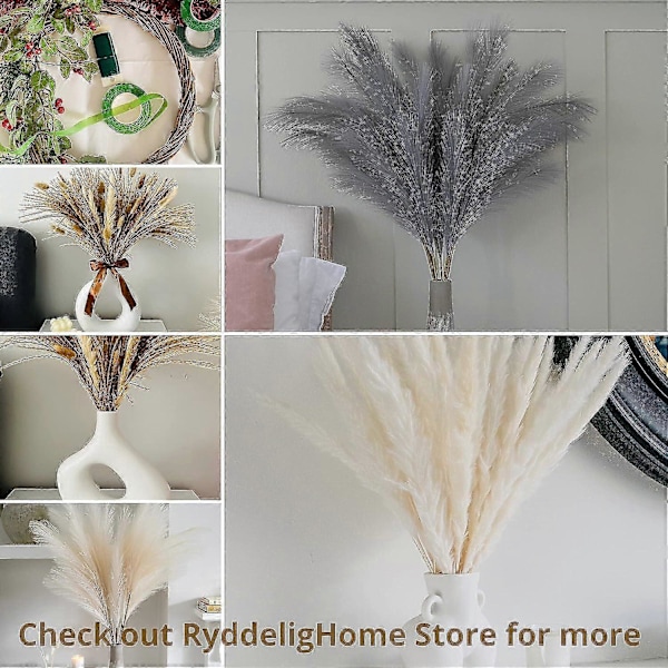 Stor Pampasgress Grå Kunstig 5 Stilker Ekstra Fluffy Kunstig 70cm Blomsterbukett Fjær Stue Hjem TAO (YJD)