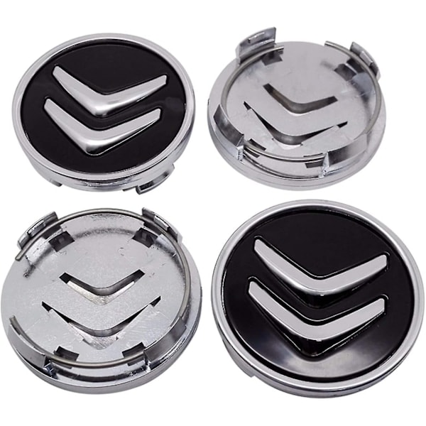 X4 60mm Aluminiumfælge til Citroen C2 C4 C5 C6 C-quatre Logo - Sort/krom-Perfekt