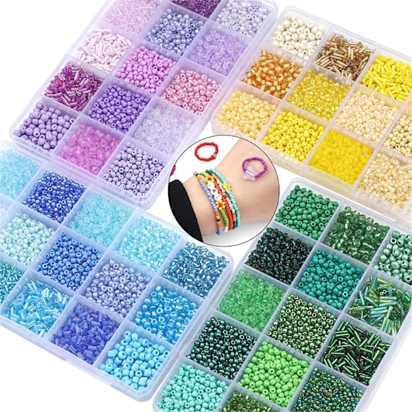 Farverige Mini Rocailles Perler - Perlesæt til Smykkefremstilling