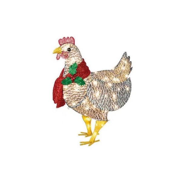 Upplyst Kyckling Med Halsduk Dekoration - LED Juldekor