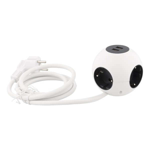 DELTACO Kuution muotoinen jatkojohto, 2xUSB-A 5V 2,1A, 4xCEE 7/4, 1xCEE 7/7, valkoinen 350