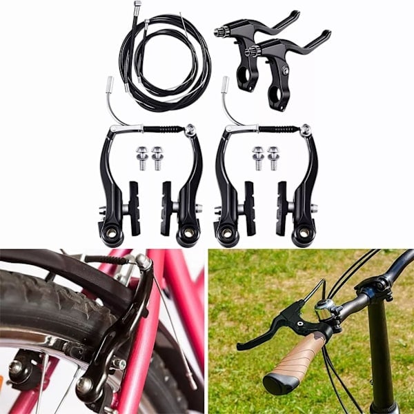 Cykel Fram och Bak V-Bromssats Aluminiumlegering Mountain Road Bike V-Bromssats Ridningstillbehör Svart