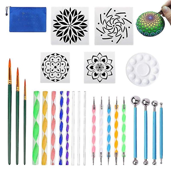 Gör-det-själv Mandala Prickverktyg Set för att måla stenar Dot Kit Rock Stone Målning Penna Polka Dot Art Tool Mall Kosmetisk