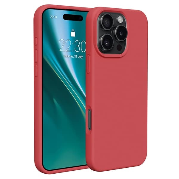 TS-Etteri silikonikuori iPhone 16 Pro -puhelimelle, jossa reikä rannehihnalle - Vadelma