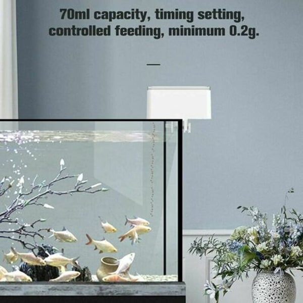 Automatisk fiskefôringsmaskin med smart digital timer. 70ml batteridrevet automatisk fôringsmaskin, ideell for akvarier og fiskedammer