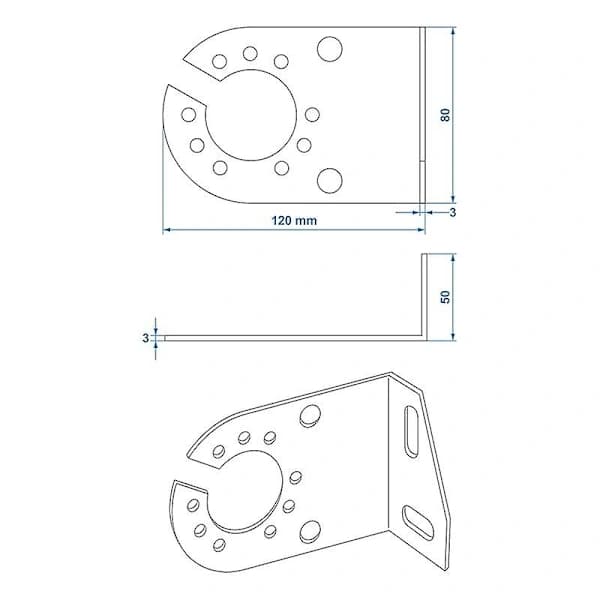 Monteringsplade metal vinklet 8 x 5 cm