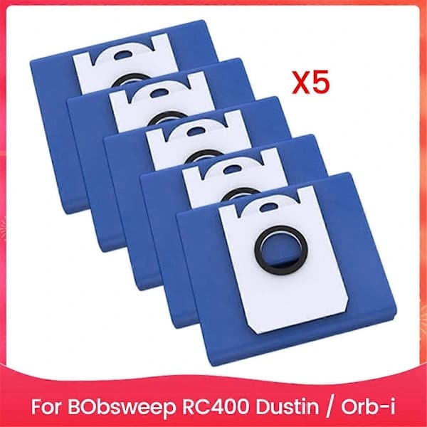5-pack dammsugarpåsar, ersättning för BObsweep RC400 Dustin Som Visas