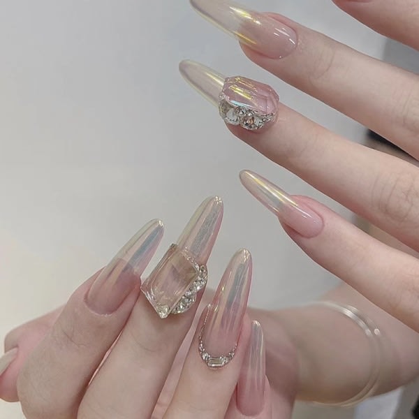 Månsken Nagelglitterpulver Vit Dammpigment Krom Spegel A1