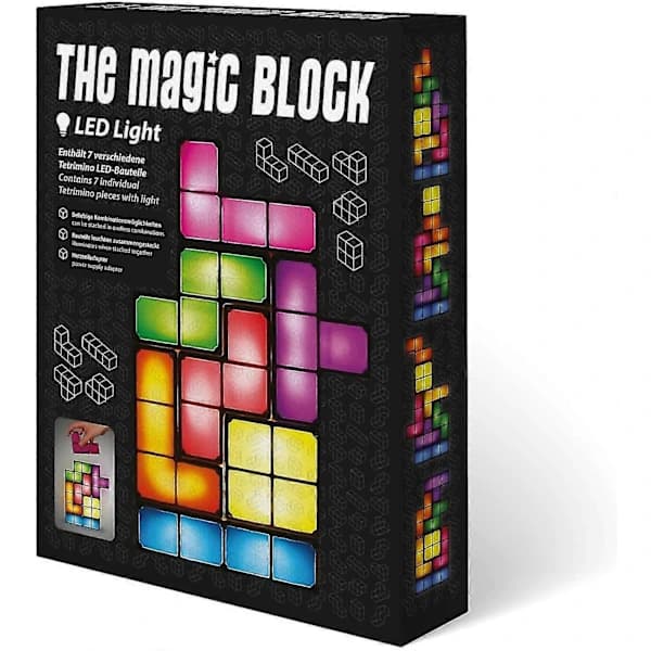 Retro Tetris LED Table Lamp - Stackable, Creative Bedside Lamp with 7 Colored Building Blocks for Atmospheric Light