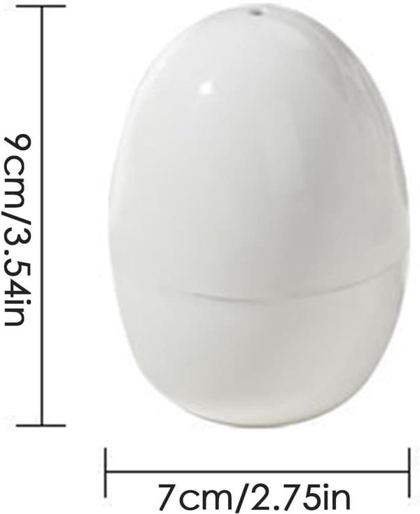 Mikrobølgeovn Eggekoker for 1 Egg, Rask 9-minutters Eggdamper for Hardkokte og Mediumkokte Egg, Enkel å Bruke, Hvit