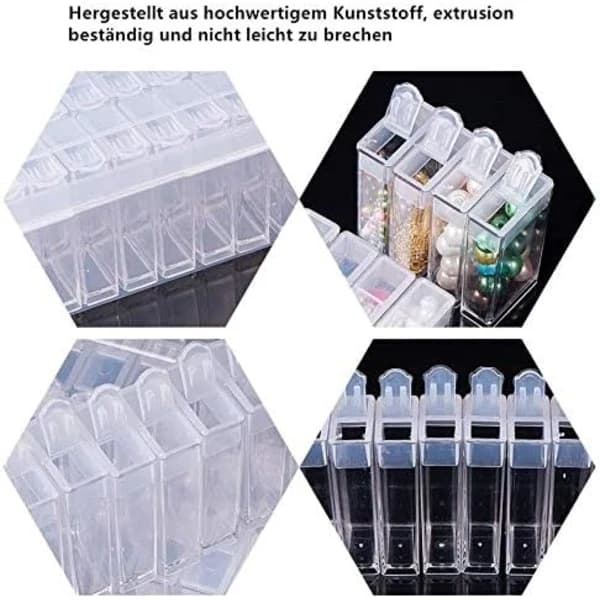 Diamantformet broderiboks sorteringsboks 64 rum
