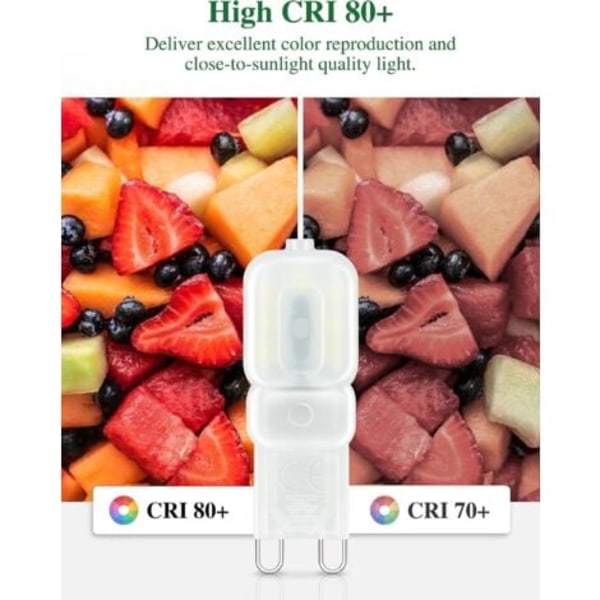 TS-Ampoule LED G9, 3W svarende til 30W halogenlampe, kold hvid 6000K, 300LM, Mini LED G9 lampe uden flimmer, ikke dæmpbar, 360° strålevinkel p