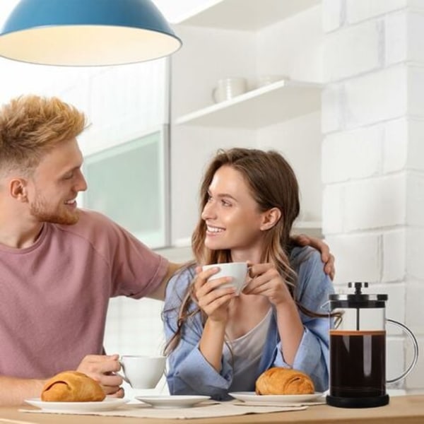 TS-Pressopannu - 5 kuppia - Mäntäpannu 600 ml, Ranskalainen pannu suodatinkahville, espressolle ja teelle kolminkertaisella suodattimella, konepesun kestävä