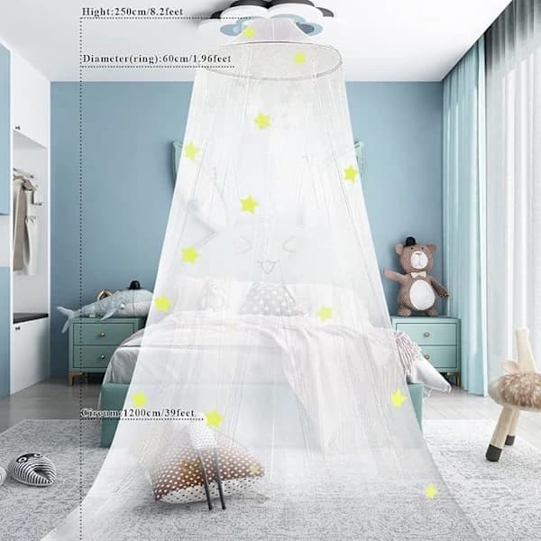 Mosquito Net for Bed with Glowing Stars, Home Dome Mosquito Net