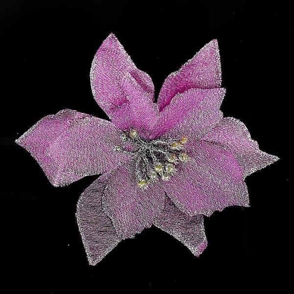 Glittrende Lilla Kunstige Juleblomster - 13cm Festlig Dekorasjon