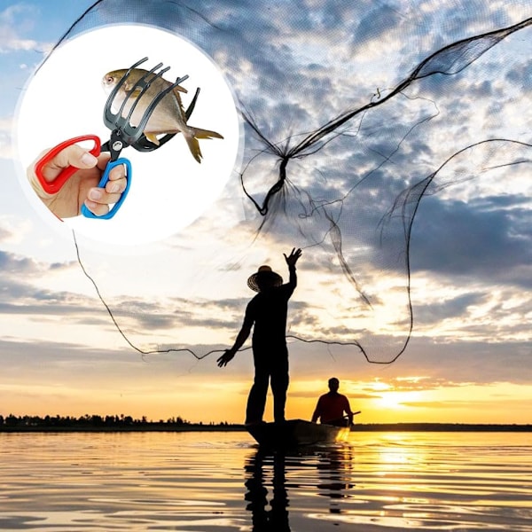 3-Klo Fiskgrepp, Fisktång, Metall Fiskkontrollklämma, Tre Tand Fisktång Kontrolltång Fiske A