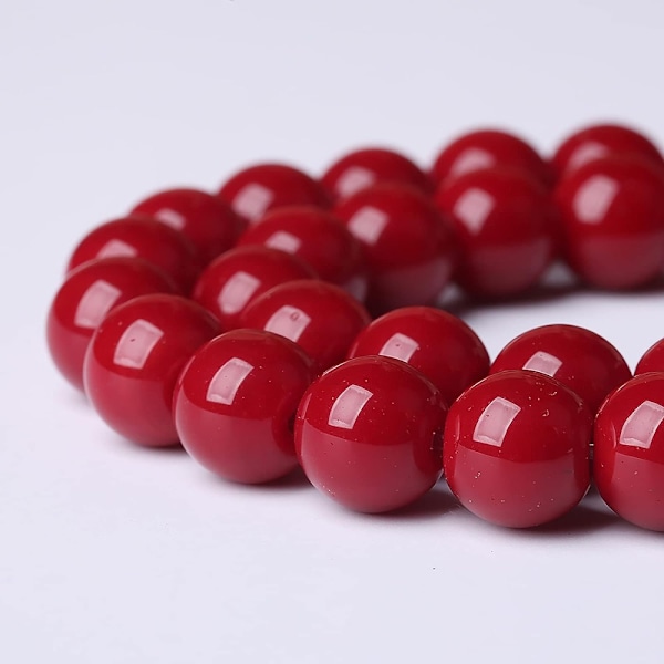 47 stk. Røde Glasperler Runde Løse Perler Spacer Beads