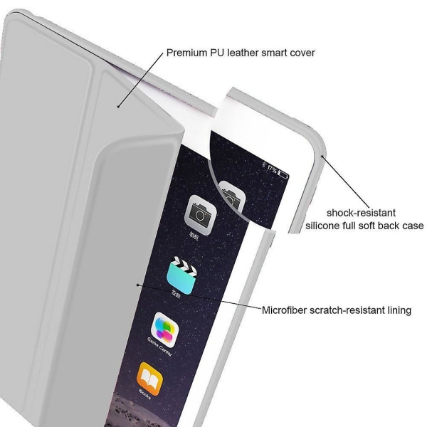 Case kompatibelt med Ipad Air cover 9,7 tum - Ultratunnt smart case Silver