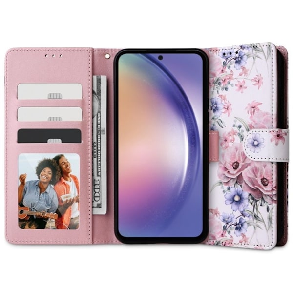 Tech-Protect Galaxy A15 4G/5G Lommebokveske Blossom Flower - Hvit 90