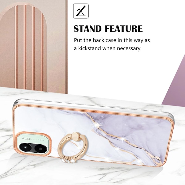 Til Xiaomi Redmi A1 4G/A2 4G YB IMD Serie-10 Ring Telefonhus IMD IML Marmor Ramme Cover 006