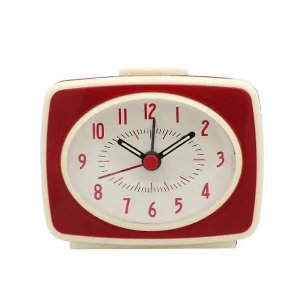 Wekity Retro Tyst Väckarklocka, Röd, 7,6 cm