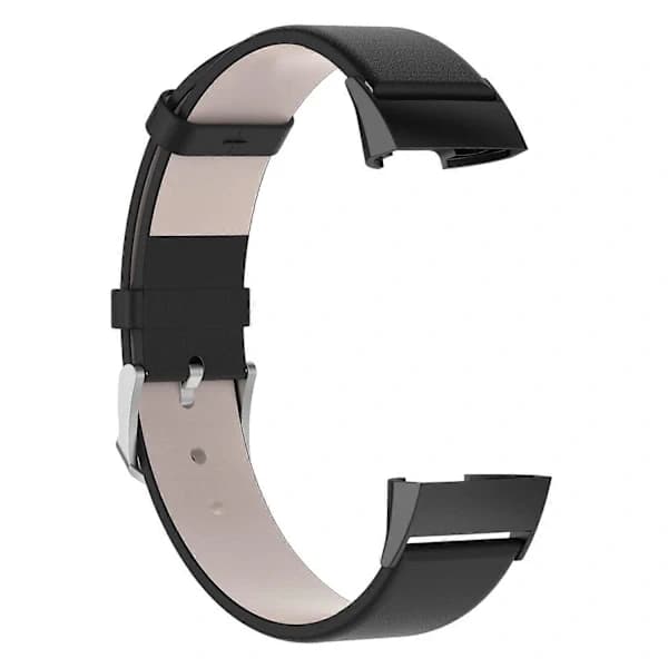 Kompatibelt ekte lærarmbånd for Fitbit Charge 4/3 med spenne i rustfritt stål