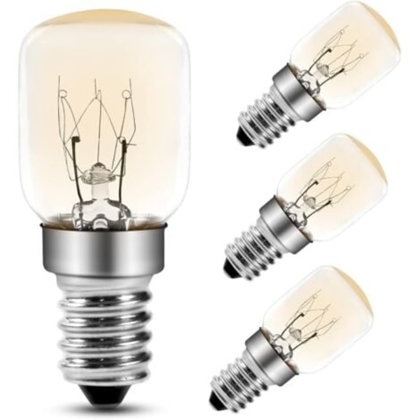 TS-Ampoule Ovn 25W 300 Grader E14 T25 Glødepære 2700K Varm Hvid Dæmpbar Pygmæpærer Til Ovn, Mikroovn, Saltlampe, 4 stk.