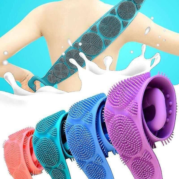 Silikon Back Scrubber Kroppsrengöringsverktyg Badbälte Massageborste Rengöringsverktyg Pink