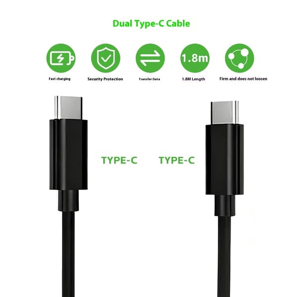 Støvtæt USB Type C Opladerkabel 1,8m 100W Høj Effekt Til Spillekonsoller