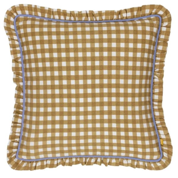 Maude Vendbart Pudebetræk med Gingham-mønster Guld 45cm x 45cm