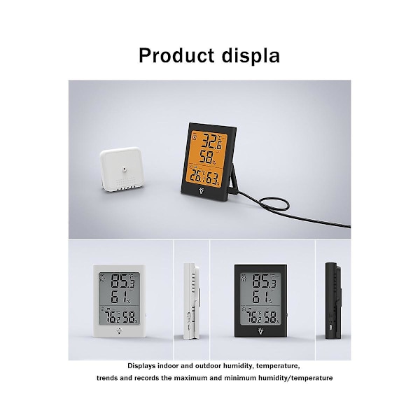 TS-Elektronisk Digital Display Termometer Inomhus Och Utomhus Temperatur- Och Luftfuktighetsmätare Väder Cl