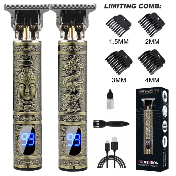 LCD-skärm T9 Elektrisk Hårtrimmer 0mm Rakapparat Hushållsapparater Rese Frisör Rakmaskiner Rakmaskin för män Trimmer Man Black Dragon