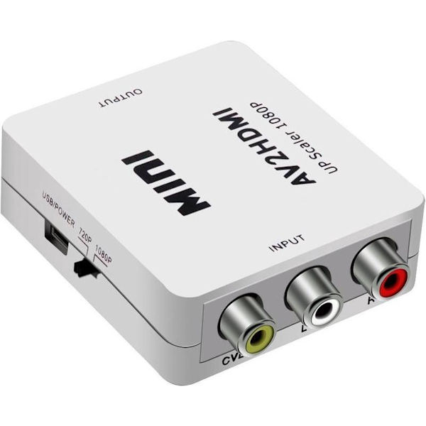RCA til HDMI-adapter - AV til HDMI-omformer - Hvit