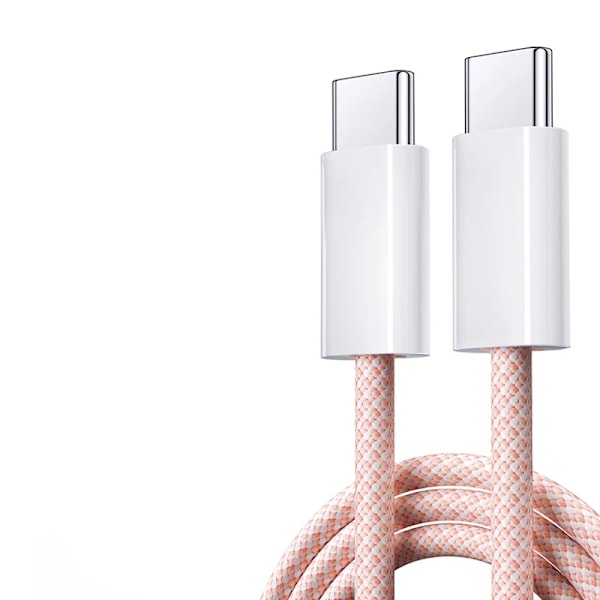 2023 Original USB C-kabel för iPhone 15 Pro Max iPad PD 65W 45W 25W Turboladdning Typ C Snabbladdare för Samsung S23 S22 Rosa Pink 2m