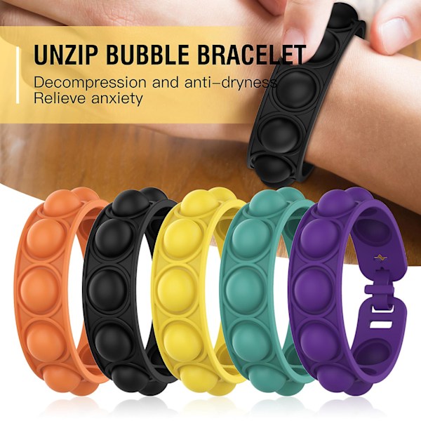 Deratiseringspionjär Armband Bubblor Pussel Avslappning Finger Silikon Armband Leksak (Svart)