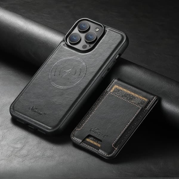 TS-Kunstskinn deksel med MagSafe Kortholder til iPhone 14 Pro Max - Svart