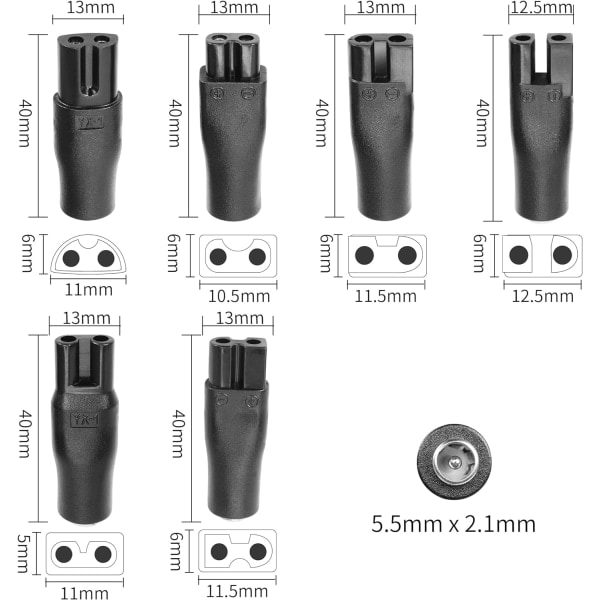 MH-5V 6-pack, 1M USB-laddare för elektriska rakapparater, rakapparater