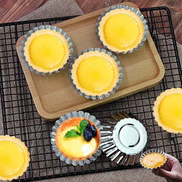 Eggtartformer 32-pak Tartform 7 cm, Mini Tartformer i Aluminium for Baking (32-pak - 7 cm)