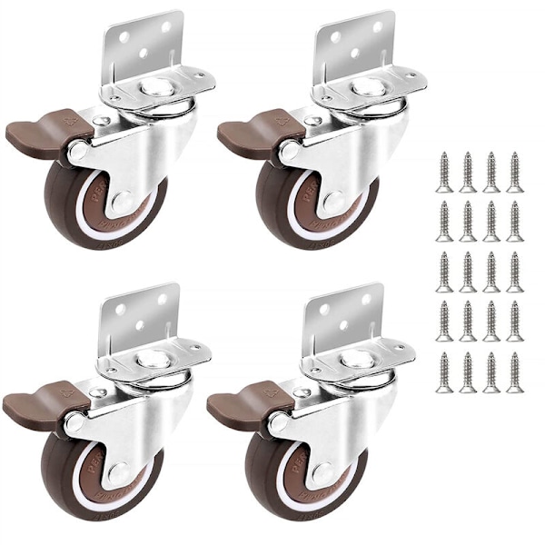 4x Pyörät - 25 mm huonekaluille Pienet kääntyvät pyörät jarrulla