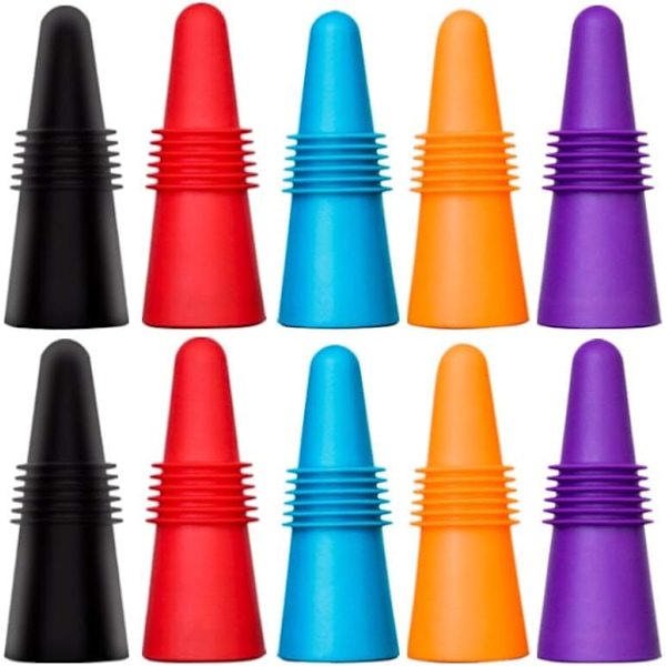 10-pack Wine Stoppers, Reusable Silicone Cork for Beverage Bottles
