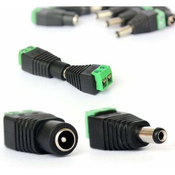 TS-5x DC-kontakt hane 5x hona för CCTV-övervakningskamera 2,1 x 5,5 mm