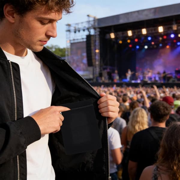 Insydd dragkedjeficka, 2-pack, dold stöldskyddsficka för jackor och kläder, förvaring för resepass, svart